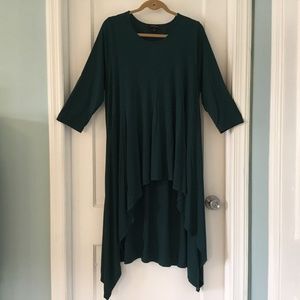 Lane Bryant scoop neck tunic dress, high low, 3/4 sleeves, green, size 18/20